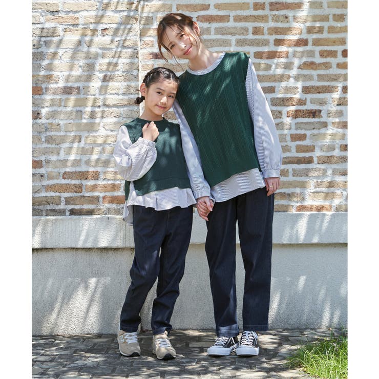 【親子コーデ】ケーブル柄レイヤードプルオーバー（120~160cm） | ikka  | 詳細画像13 