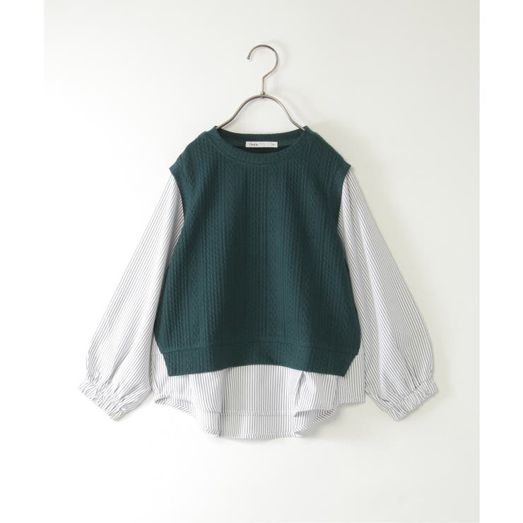 【親子コーデ】ケーブル柄レイヤードプルオーバー（120~160cm） | ikka  | 詳細画像26 