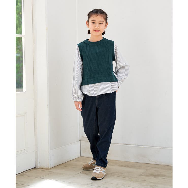 【親子コーデ】ケーブル柄レイヤードプルオーバー（120~160cm） | ikka  | 詳細画像5 