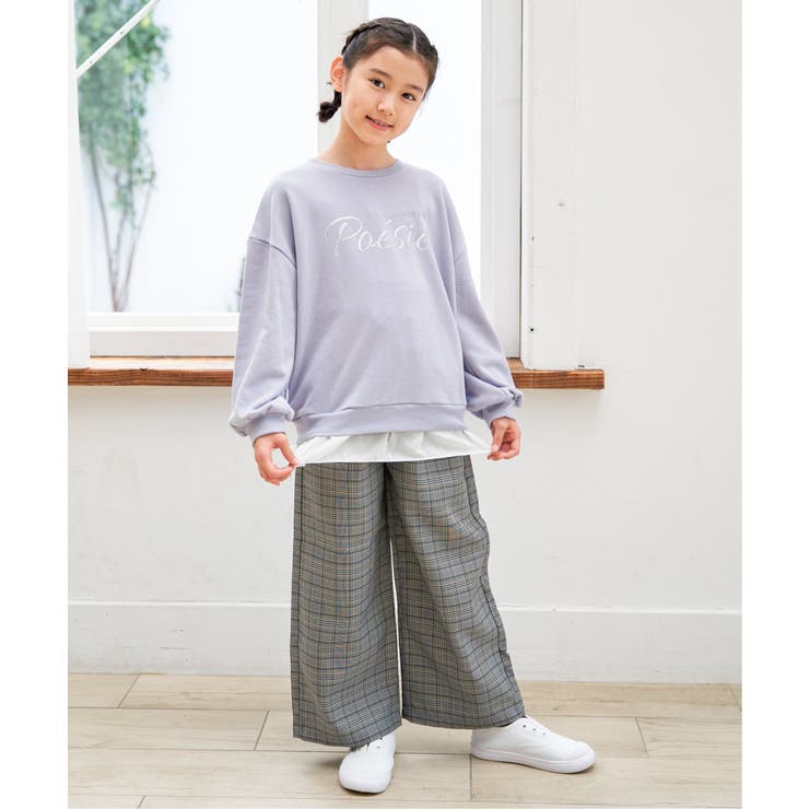 【親子コーデ】裾シフォン箔ロゴプルオーバー（120~160cm） | ikka  | 詳細画像4 