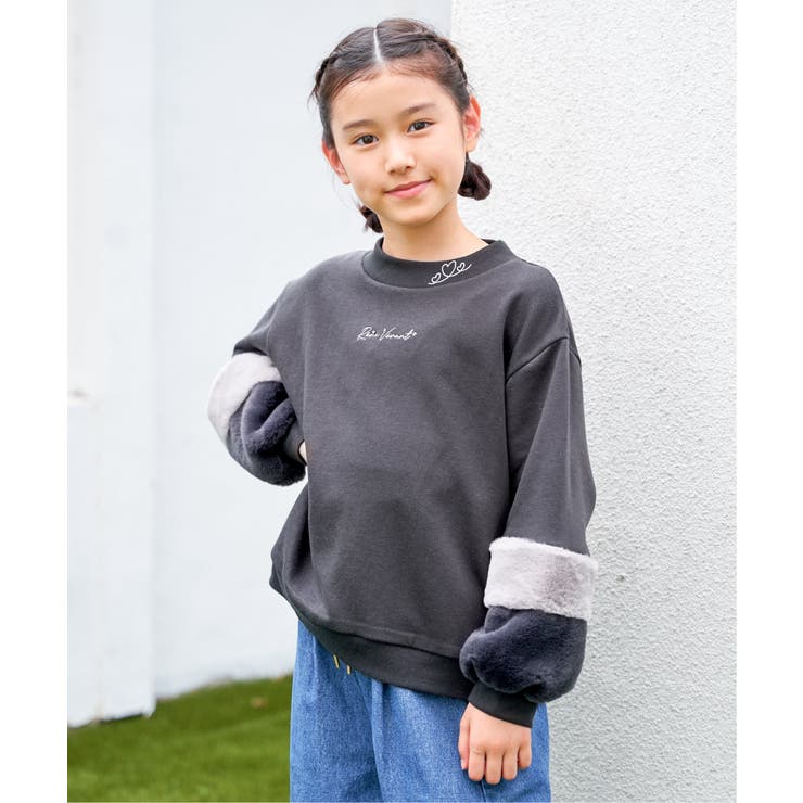 袖ファー刺繍ラインストーンプルオーバー（120~160cm） | ikka  | 詳細画像9 