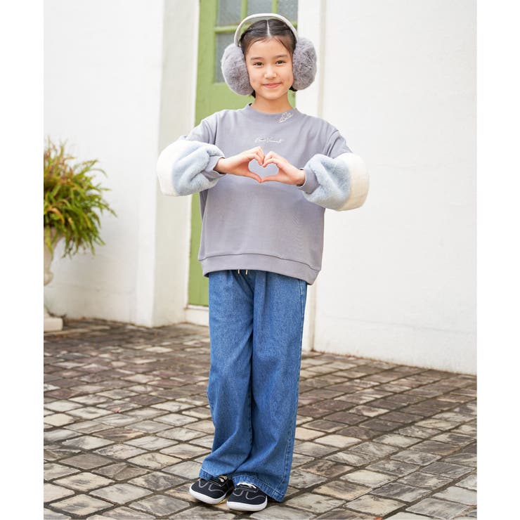 袖ファー刺繍ラインストーンプルオーバー（120~160cm） | ikka  | 詳細画像16 