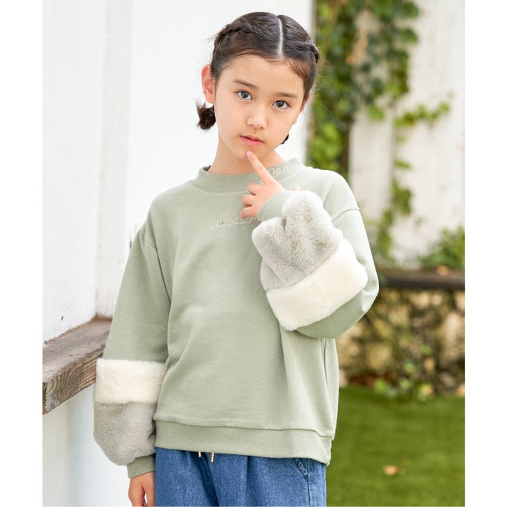 袖ファー刺繍ラインストーンプルオーバー（120~160cm） | ikka  | 詳細画像3 