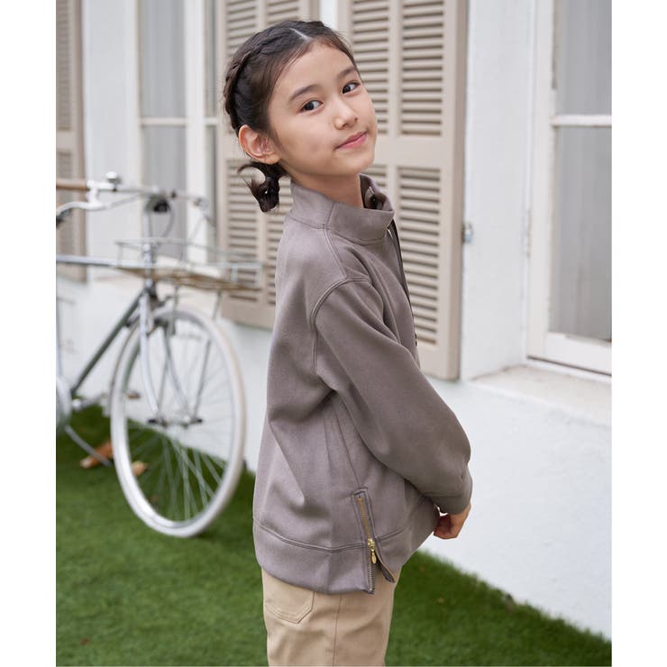 フェイクスエードサイドジップ使いプルオーバー（120~160cm） | ikka  | 詳細画像2 