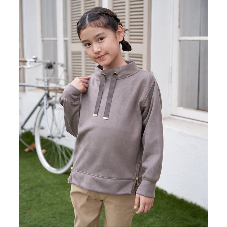 フェイクスエードサイドジップ使いプルオーバー（120~160cm） | ikka  | 詳細画像3 