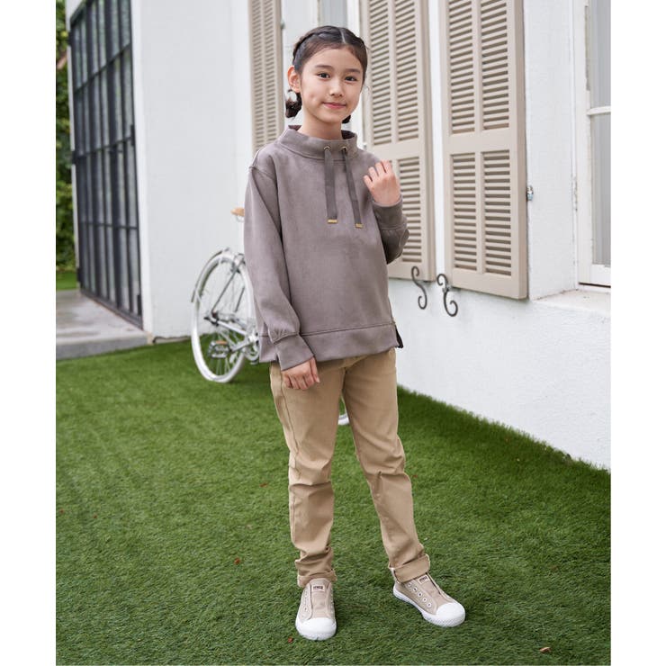 フェイクスエードサイドジップ使いプルオーバー（120~160cm） | ikka  | 詳細画像4 