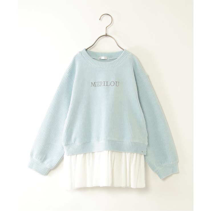 サックスブルー | カットコール裾チュールプルオーバー | ikka 