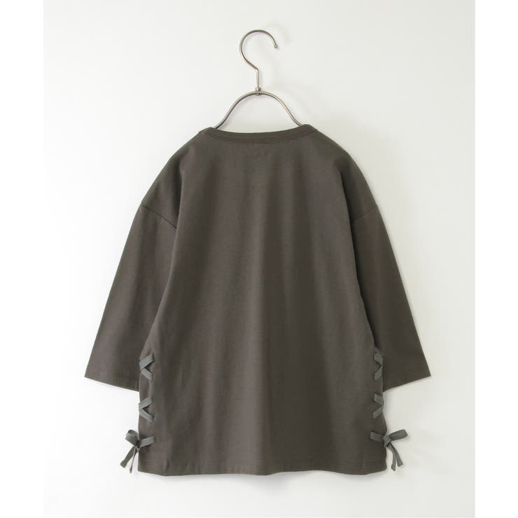 【親子コーデ】フォトロゴ脇レースアップ7分袖Tシャツ（120~160cm） | ikka  | 詳細画像11 