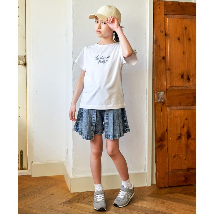 冷感肩ギンガム切り替えロゴT（120~160cm） | ikka  | 詳細画像8 