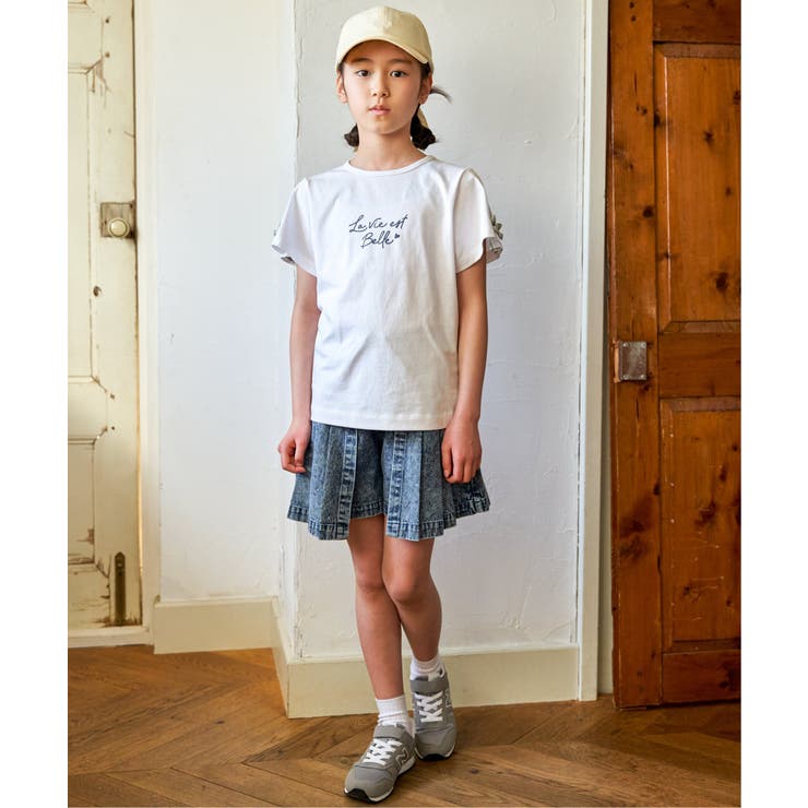 冷感肩ギンガム切り替えロゴT（120~160cm） | ikka  | 詳細画像12 