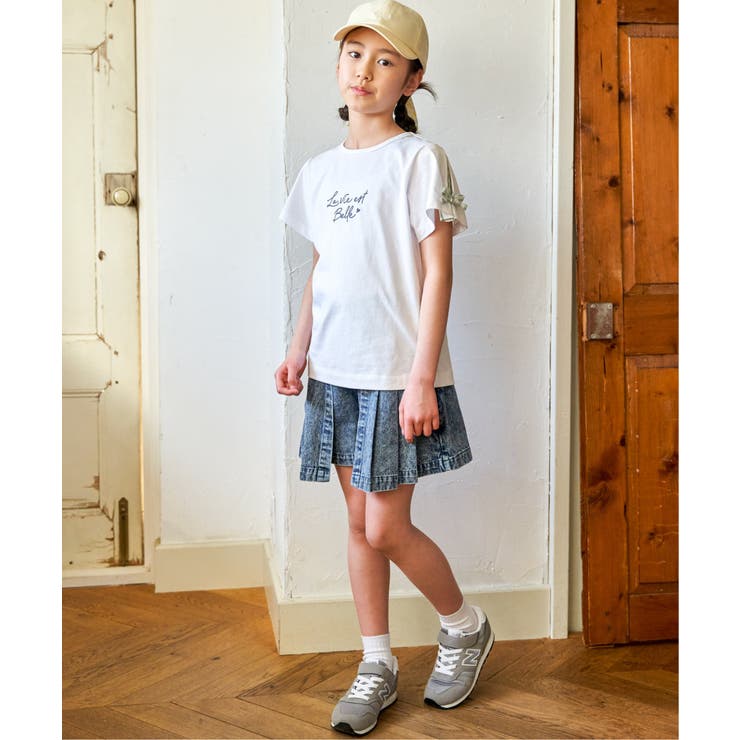 冷感肩ギンガム切り替えロゴT（120~160cm） | ikka  | 詳細画像13 