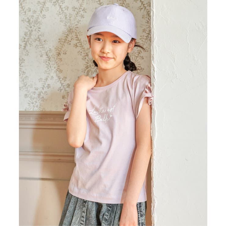 冷感肩ギンガム切り替えロゴT（120~160cm） | ikka  | 詳細画像15 