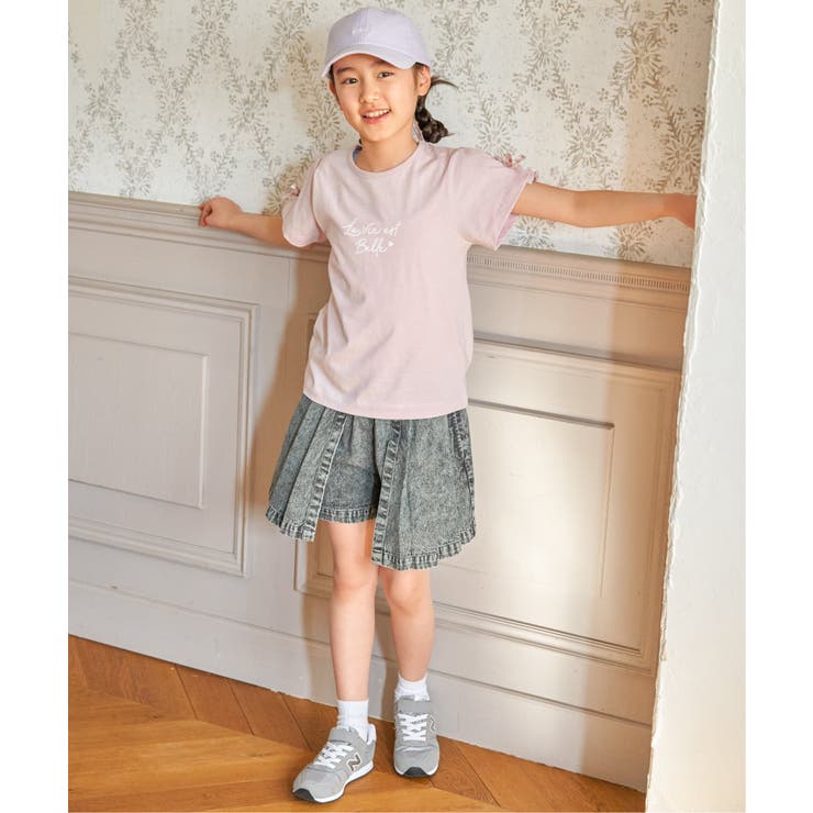 冷感肩ギンガム切り替えロゴT（120~160cm） | ikka  | 詳細画像17 