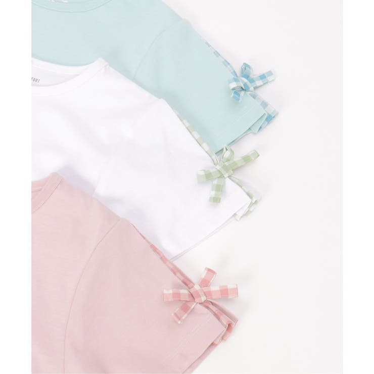 冷感肩ギンガム切り替えロゴT（120~160cm） | ikka  | 詳細画像29 