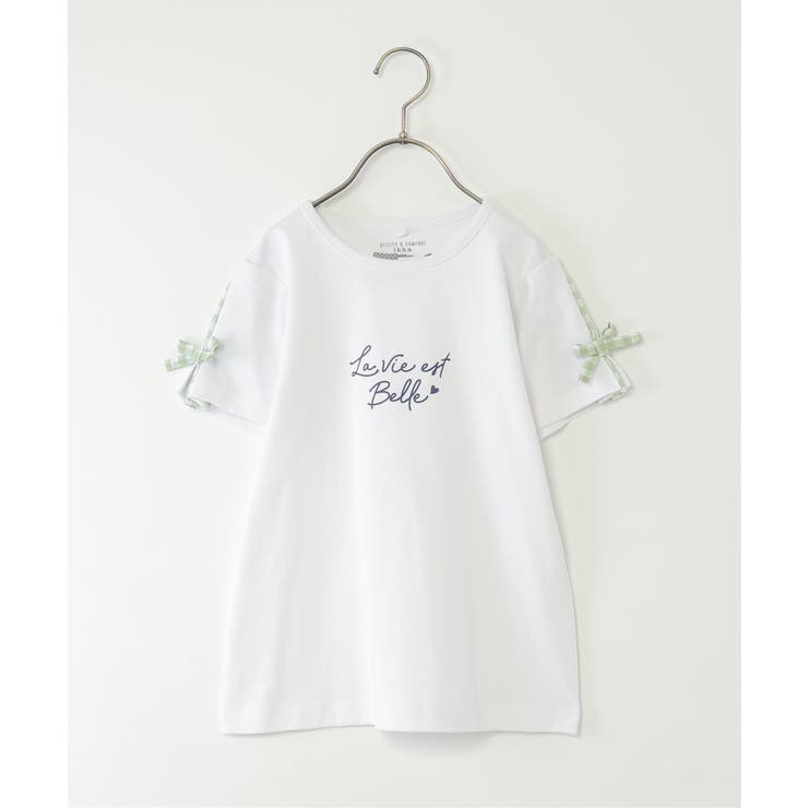 冷感肩ギンガム切り替えロゴT（120~160cm） | ikka  | 詳細画像30 