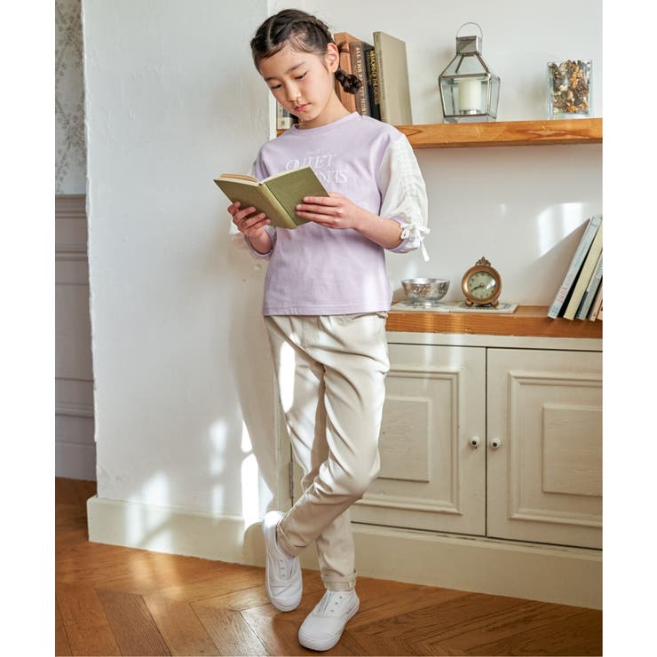 袖布帛シャーリング7分Tシャツ（120~160cm） | ikka  | 詳細画像8 