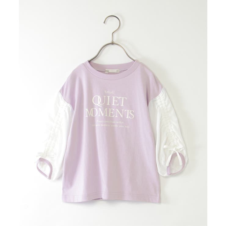 袖布帛シャーリング7分Tシャツ（120~160cm） | ikka  | 詳細画像20 