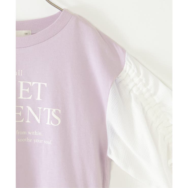 袖布帛シャーリング7分Tシャツ（120~160cm） | ikka  | 詳細画像23 