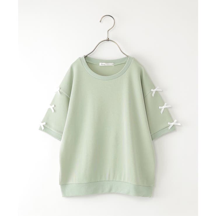 ミントグリーン | 【親子コーデ】 フライス袖リボンドルマンプルオーバー (120cm~160cm) | ikka 