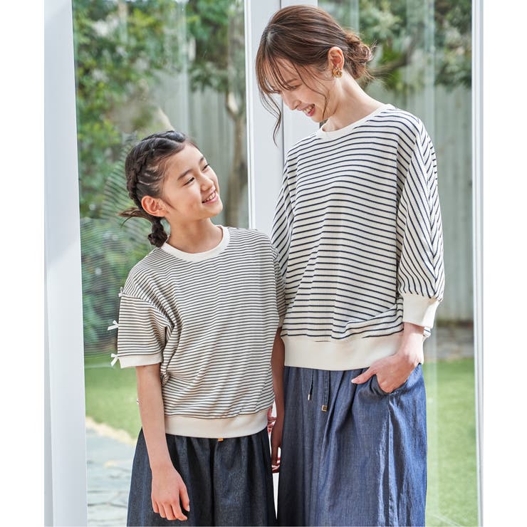 【親子コーデ】 フライス袖リボンドルマンプルオーバー (120cm~160cm) | ikka  | 詳細画像7 
