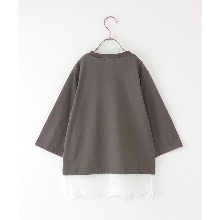 【親子コーデ】ロゴフォト裾レース7分袖Tシャツ（120~160cm） | ikka  | 詳細画像2 