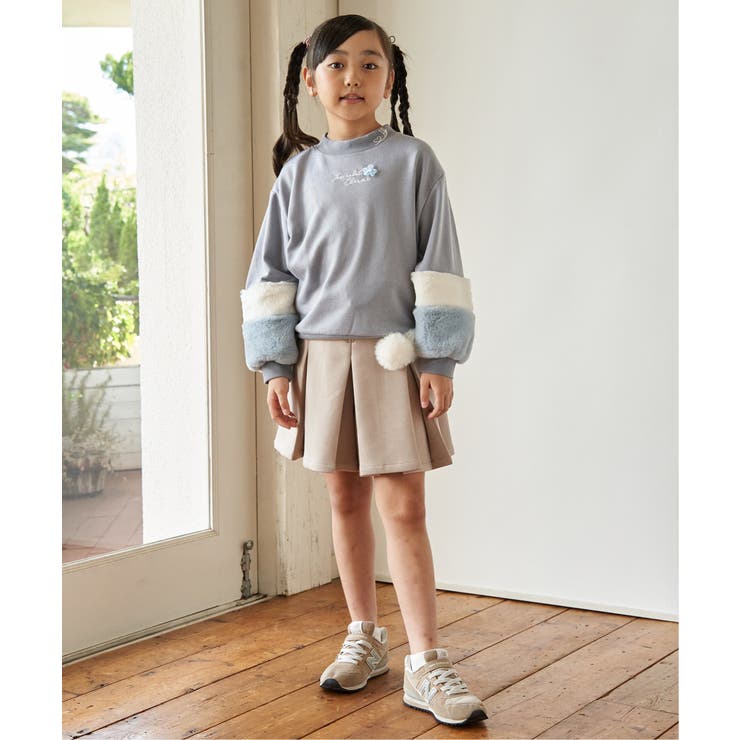 袖ファー花モチーフ付裏毛プルオーバー（120~160cm） | ikka  | 詳細画像6 