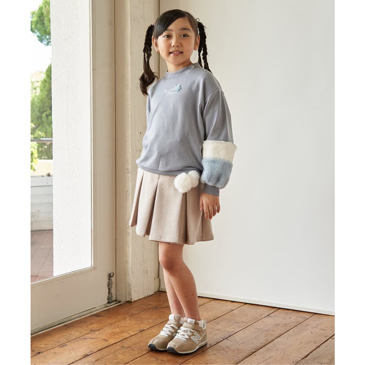 袖ファー花モチーフ付裏毛プルオーバー（120~160cm） | ikka  | 詳細画像7 