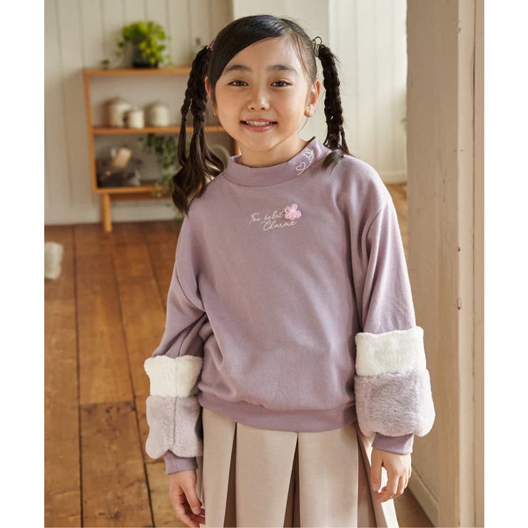 袖ファー花モチーフ付裏毛プルオーバー（120~160cm） | ikka  | 詳細画像14 