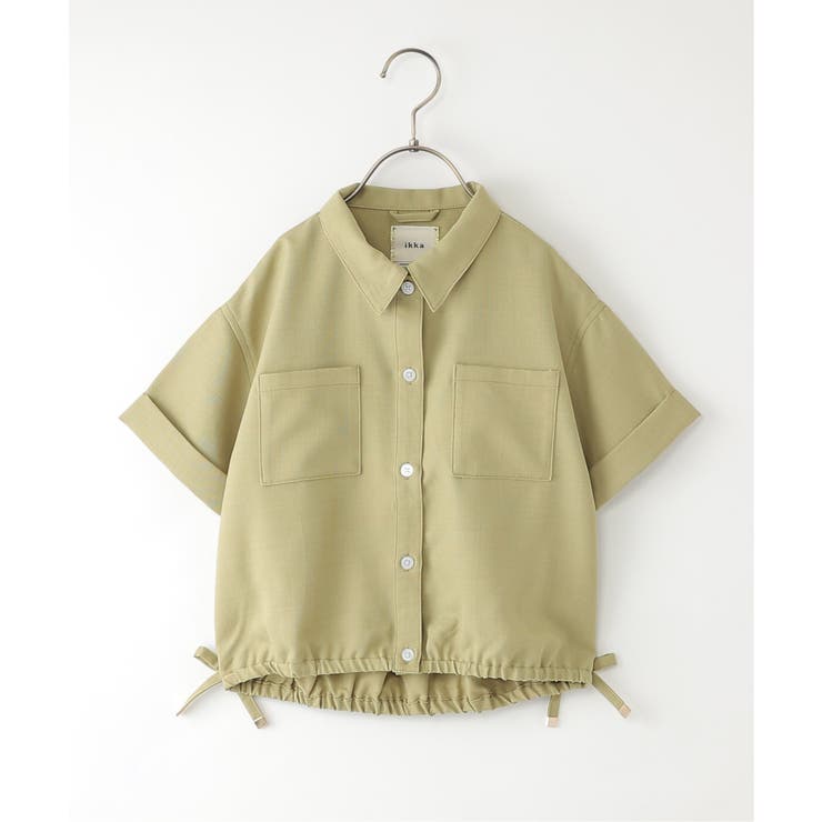 カーキ | 【親子コーデ】 裾シャーリングシャツ (110cm~160cm) | ikka 
