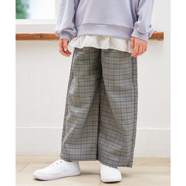 ミディアムグレー | レースアップワイドパンツ（120~160cm） | ikka 