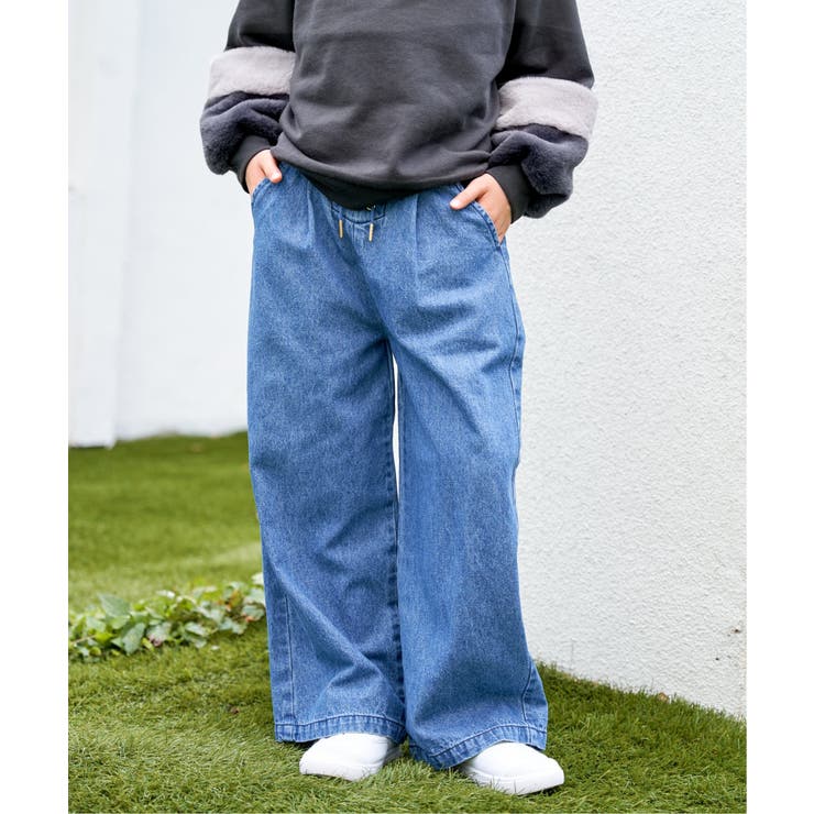 レースアップワイドパンツ（120~160cm） | ikka  | 詳細画像1 