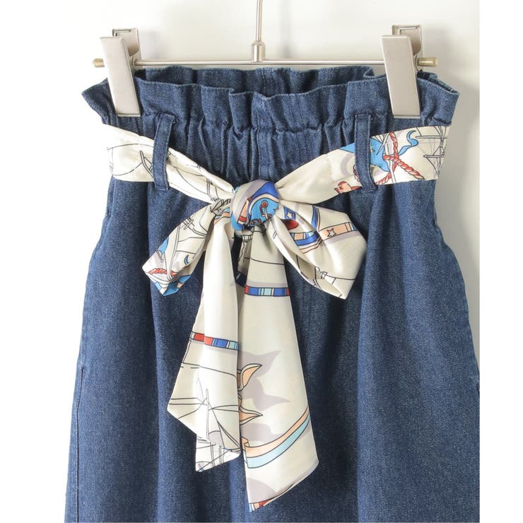 スカーフベルト付きバレルデニムパンツ | ikka  | 詳細画像3 