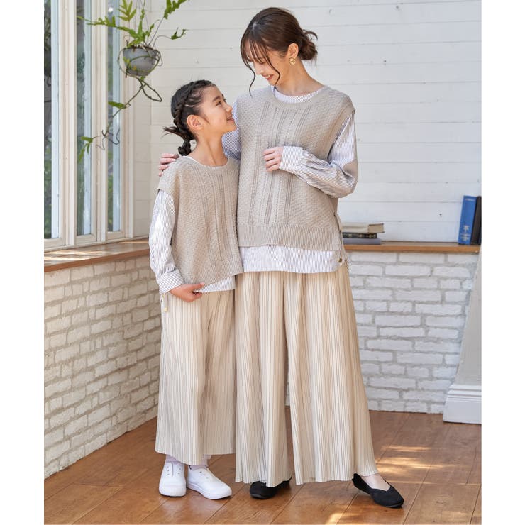 【親子コーデ】カットプリーツワイドパンツ（120~160cm） | ikka  | 詳細画像12 