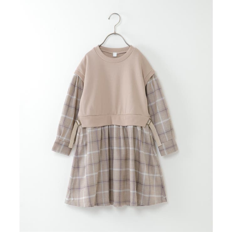 キッズ ベストレイヤードチェック柄ワンピース 100 160cm 品番 Ikaw Ikka イッカ のキッズ ファッション通販 Shoplist ショップリスト