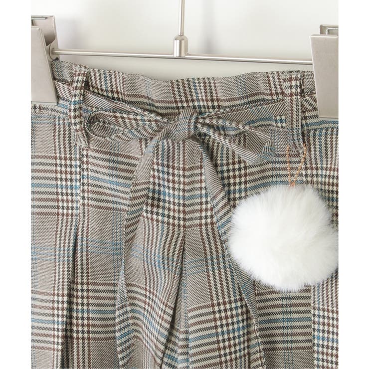 ポンポン付きチェックタックキュロット（120~160cm）  | ikka  | 詳細画像3 