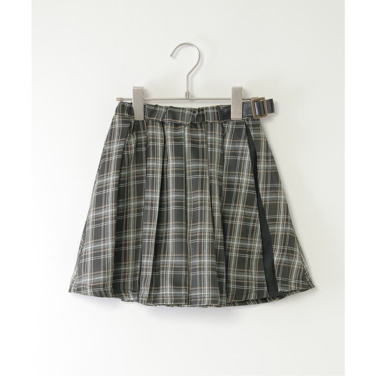 チャコール | サイド切り替えタックチェックスカート（120~160cm） | ikka 