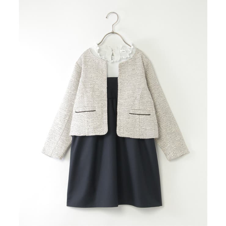 アイボリー | 【親子コーデ】ツイード風ジャケットワンピースセット（120~150cm） | ikka 