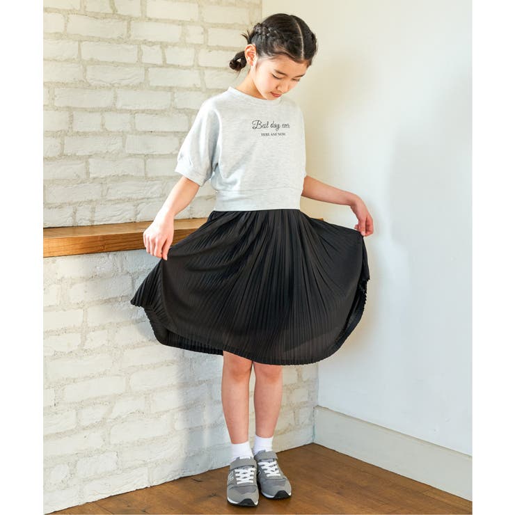 【親子コーデ】ラメ混ドルマンプリーツスカートワンピース（120~160cm） | ikka  | 詳細画像4 