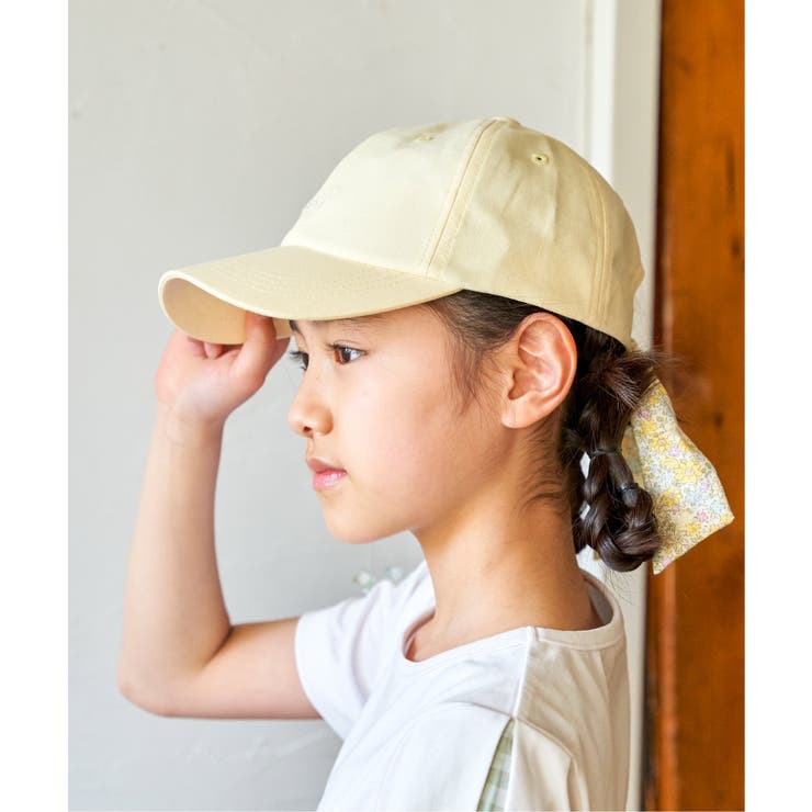 ライムイエロー | シャンブレー後ろ花リボンキャップ | ikka 