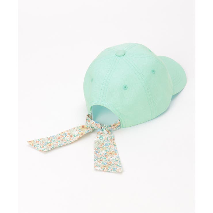 ミントグリーン | シャンブレー後ろ花リボンキャップ | ikka 
