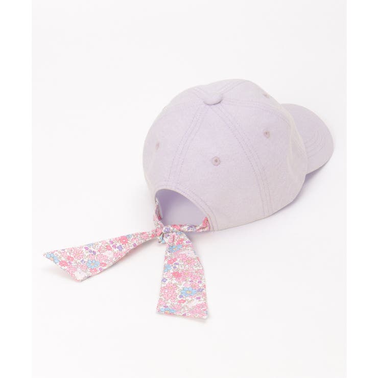 ラベンダー | シャンブレー後ろ花リボンキャップ | ikka 