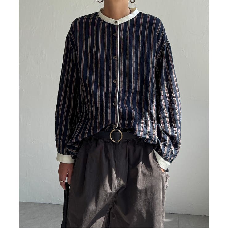 ネイビーブルー | クレリックパイピングシャツ | Lbc with Life