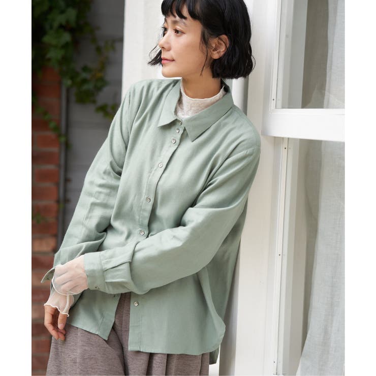 綿レーヨンメタルボタンシャツ | Lbc with Life | 詳細画像1 