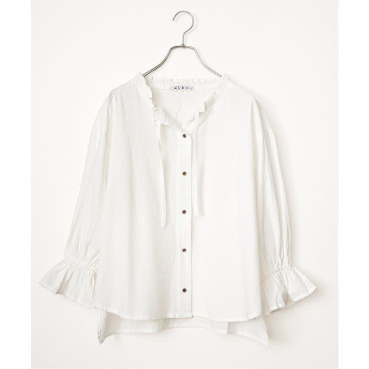 ホワイト | デニムコットンシャーリングブラウス | Lbc with Life