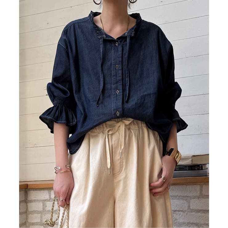 デニムコットンシャーリングブラウス | Lbc with Life | 詳細画像2 