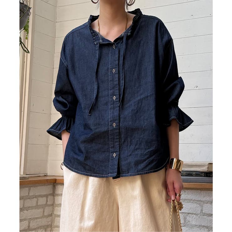 デニムコットンシャーリングブラウス | Lbc with Life | 詳細画像3 