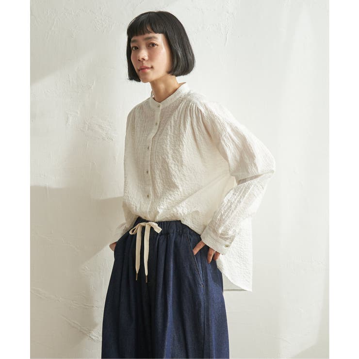 ホワイト | オーガニックコットンバンドカラーシャツ | Lbc with Life