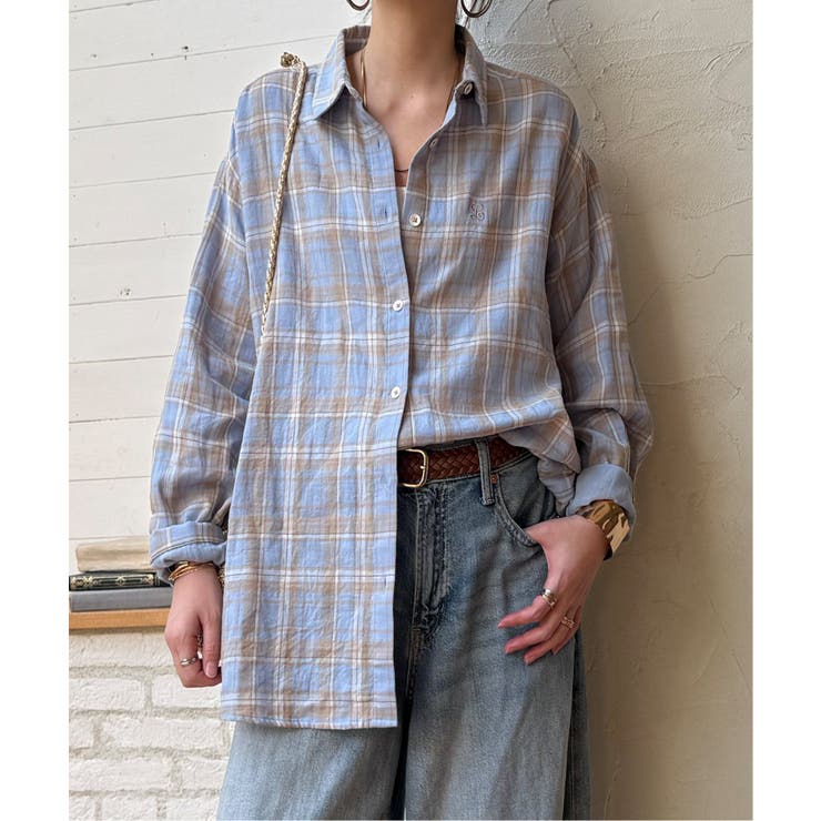 ダブルガーゼロゴ刺繍オーバーシャツ | Lbc with Life | 詳細画像7 