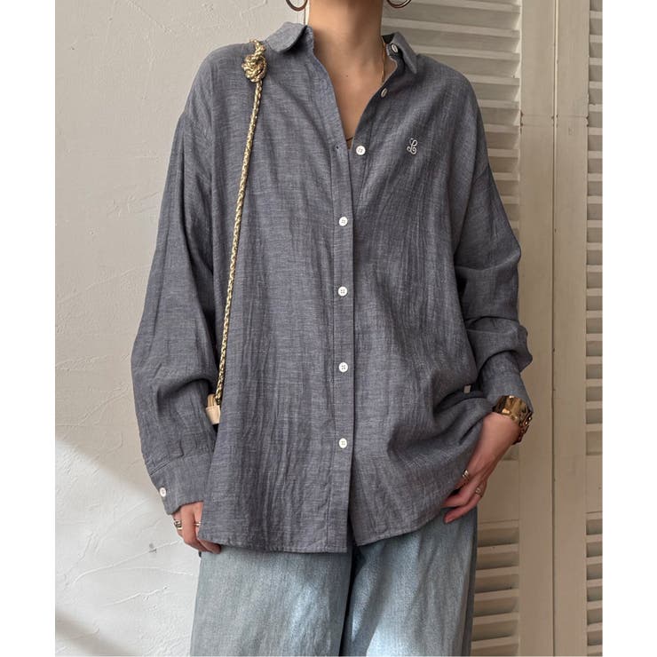 ダブルガーゼロゴ刺繍オーバーシャツ | Lbc with Life | 詳細画像11 