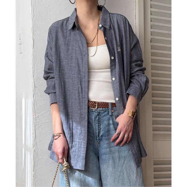 ダブルガーゼロゴ刺繍オーバーシャツ | Lbc with Life | 詳細画像15 